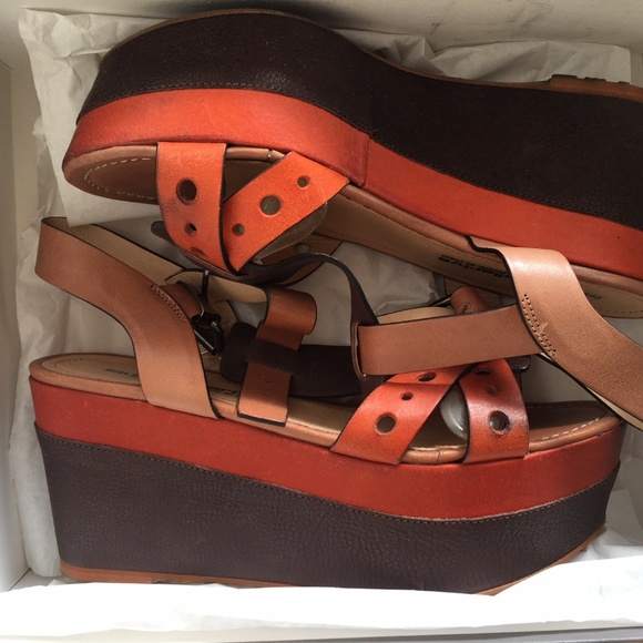 Laura Bellariva Orange Platform Sandals - Picture 1 of 8
